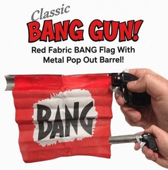 1 BANG GUN RED FLAG Clown Comedy Gag Toy Joke Stage Prop Joker Fake Metal Pistol