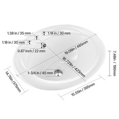 Uimoso Semi-Recessed Bathroom Sink Drop-In Undermount Sink 19 x 16.7in Ceramic