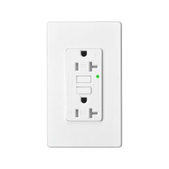 20A AMP GFCI GFI Safety Outlet Receptacle w/ Wall Plate – White, ETL Listed TR
