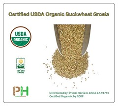 Certified USDA Organic Buckwheat Groats non-GMO, Vegan, Raw, Bulk Product of USA