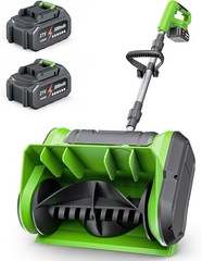 Electric Cordless Snow Shovel, 2X 3.0Ah/ 21V/ 12-Inch Battery Snow Blower wit…