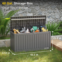 60 Gallon and 31 Gallon Deck Boxes, Outdoor Storage Boxes with Padlock for Patio