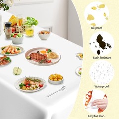 Slergut White Tablecloth, Table Cloth Rectangle 2 PCS,