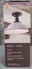 allen + roth Leigh 12.5-in Matte black Indoor 1 -Light Semi-flush Mount Light Me
