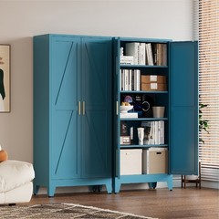 71″ Tall Pantry Cabinet, Blue Metal Pantry Storage Cabinet