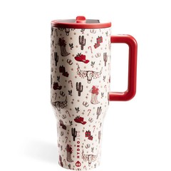 Hydrojug Cowboy Christmas Multicolor Red Traveler 32oz Tumbler Rare New IN HAND