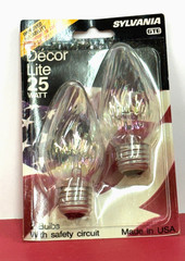 2-PK 25F15 25W 120V Iridescent Clear Med Base F15 Light Bulb NEW SYLVANIA 13821