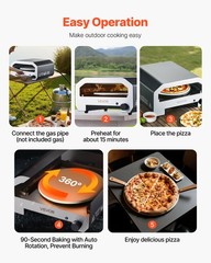 VEVOR Outdoor Pizza Oven 16 in Propane Gas Oven Iron Spray Electric Rotation