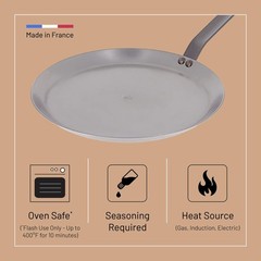 De Buyer Mineral B Carbon Steel Crepe Tortilla Pan – 10.25 Diameter 9 Cooking