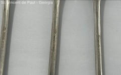 Vintage Nickel Silver Cocktail Seafood Cheese 6 in Forks Set of 5 Ornate Design