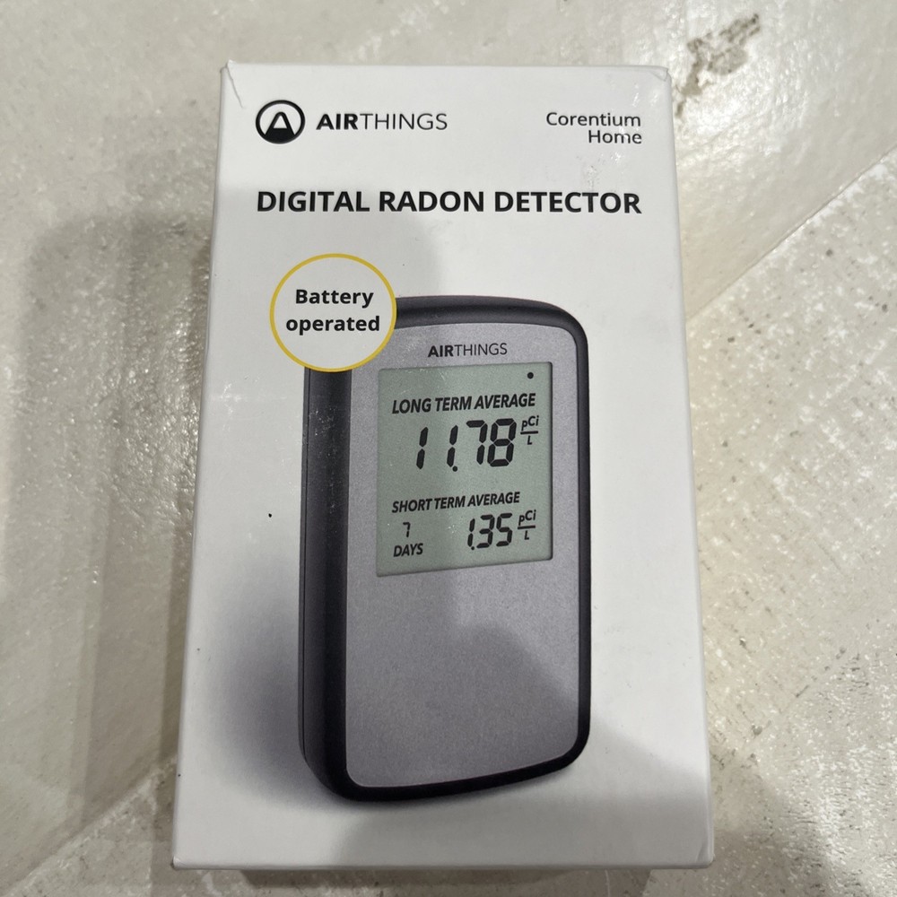 Airthings Corentium Home 223 Digital Radon Detector, Black/Gray, portable