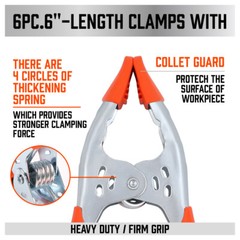 6Pcs 6″ inch Heavy Duty Metal Spring Clamps Tips Tool Clip 2.5″ Jaw Opening