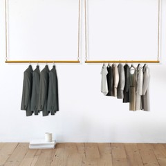 2x Clothing Hanging Rack Metal Gold Garment Storage Organizer Clothes Rack