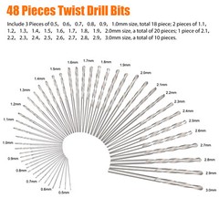 60Pcs Mini Micro Hand Drill Bits Set Small Manual Keyless Chuck Pin Vise Rotary