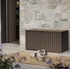 Keter 170 Gal. Resin Deck Box Large Indoor/Outdoor Storage, Brown