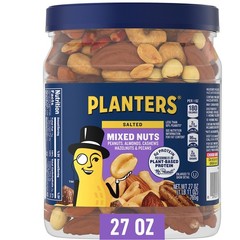 PLANTERS Mixed Nuts, Salted, 27 oz, Resealable Jar with Less than 50% Peanuts