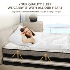 12″ 14″ Twin Full Queen King Mattress Gel Memory Foam Pocket Coil Bed In a Box