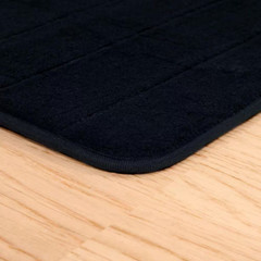 Black Mat Memory Foam Striped Extra Long No Slip Bathroom Rug 24.25 In. X 60 In.