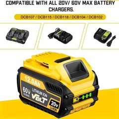 12.0Ah For DEWALT FLEXVOLT DCB609 20V/60V MAX Lithium-lon Battery DCB606 DCB612