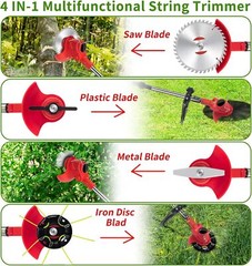 Electric Cordless Grass String Trimmer Lawn Edger Weed Wacker Cutter + 2 Battery