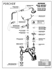Porcher Reprise Deck Mount Tub Filler, Polished Nickel, # 5535.901 – FOR PARTS