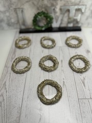 Set of 7 Vintage Beaded Napkin Rings with Tiny Seed Beads Silver Gold India EUC
