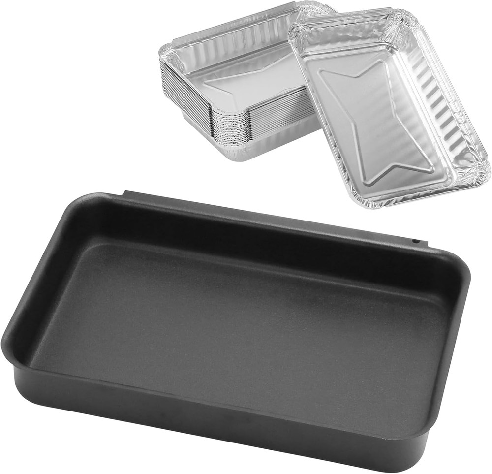 Drip Pan for Weber, 93305 Catch Pan with 20-Pack 6415 Foil Grease Tray Liners, f