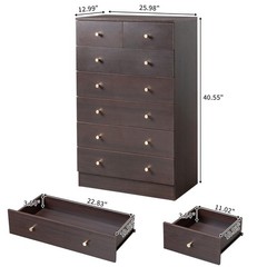 Farmhouse 7 Drawers Dresser for Bedroom Tall Chest of Drawers for Bedroom Home