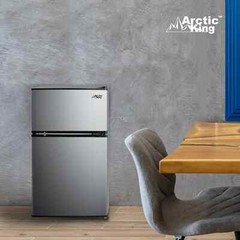 Arctic King 3.2 Cu ft Two Door Mini Fridge with Freezer, Stainless Steel, E-Star