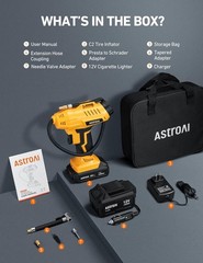 YELLOW AstroAI Cordless Tire Inflator Air Compressor 20V Rechargeable Portable