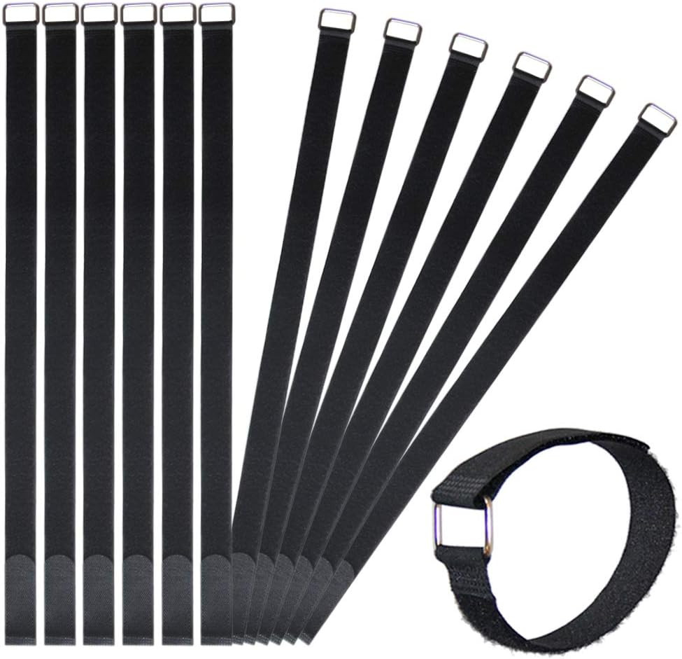 24 Inch Hook and Loop Cable Strap – Reusable Fastening Strap – 12 PACK
