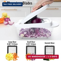 8 Blade All-in-1 Vegetable Chopper Mandoline Slicer with Container, Food Chopper