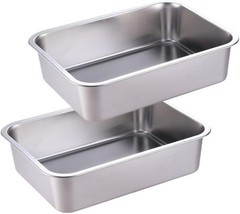 Lasagna Pan Set of 2, Deep Stainless Steel Baking Pans, 12.6Inches Rectangular M