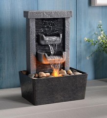 Home Décor 10.3 in Indoor Waterfall Fountain Relaxation High Dark Gray
