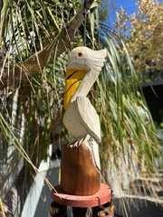 Handmade Carved Bird Pelican Wooden Bamboo Wind Chime Home Garden Outdoor Decor