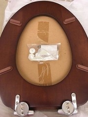 Porcher 71115-00.670 Elongated Wood Toilet Seat with BN Hinges, NATURAL CHERRY