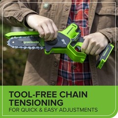 Greenworks 24V 6in BL Pruning Saw w/Auto Oiler, 2Ah (Auto Olier), Green