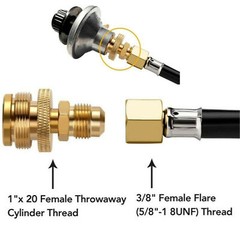 1LB Propane Tank Cansiter Regulator Adapter Connect to 3/8″Male Flare 5/8″-18UNF
