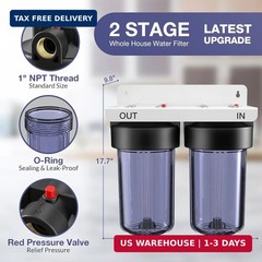 SimPure Whole House Water Filter System, 2 Stages Clear Home Water Pre-Filtratio