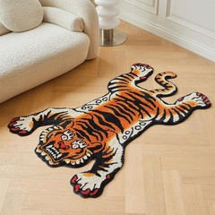 Tibetan Tiger Area Rug, 5×3.3 ft, Tufted High Pile, Machine Washable