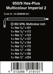 Wera 950/9 Hex-Plus Multicolor 2 L-Key Set SAE 9 Pieces 05022640001