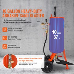VEVOR 10 Gallon Heavy-Duty Sand Blaster 60-110 PSI with 2 Nozzles & 7.5ft Hose