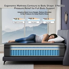 8″ 12″ 14″ Mattress Gel Memory Foam Pocket Spring Twin Full Queen King In A Box