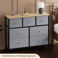 OLIXIS 7 Storage Drawers Fabric Dresser for Bedroom Livingroom with Wooden Top