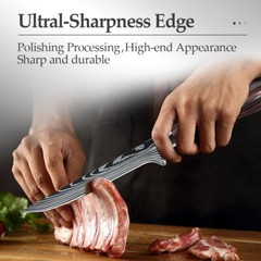 Boning Knife 6″Fillet Knives Kitchen Chef Knife Damascus Style High Carbon Steel