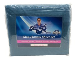 MyPillow Giza Flannel Sheet Set Queen Lake Blue Ultra Soft Cotton NEW