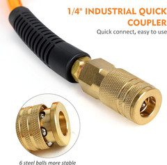 Air Compressor Hose 1/4 Inch X 100 Feet Flexeel Reinforced Polyurethane (PU) Air