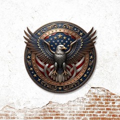 Patriotic Eagle Wreath Metal Sign, USA Flag Door Decor, Veteran Gift