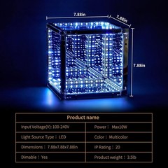 7.88 Inch Infinite Cube Light, Infinity Mirror Cube Led,Infinity Cube Led,Decora