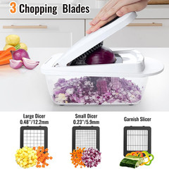 8 Blade All-In-1 Vegetable Chopper Mandoline Slicer with Container, Food Chopper